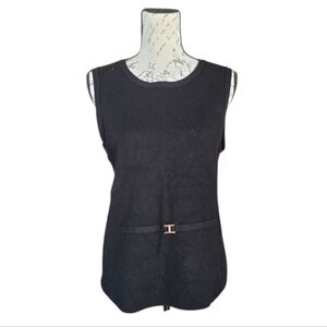 Tommy Hilfiger Black Sleeveless Knit Sweater Top L